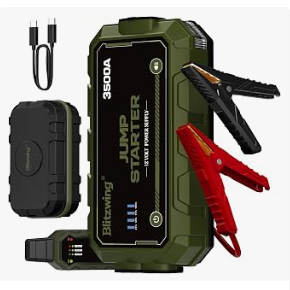 3500A 12V Heavy-Duty Jump Starter, Portable Jump Pack Battery Booster for Trucks & RVs, Compatible with 10L Gasoline and 6L Diesel Engines, PD60W Bidirectional Fast Charging with LED Light, 18-Month Standby Auto Jump Start Function