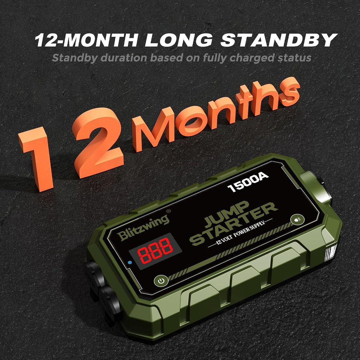 1500A Jump Starter 12V Portable Jump Box for 6L Gas 3L Diesel