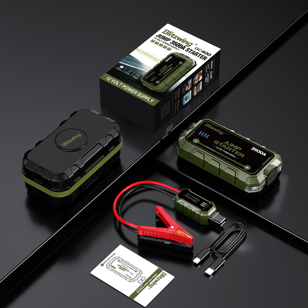 3500A 12V Heavy-Duty Jump Starter, Portable Jump Pack Battery Booster for Trucks & RVs, Compatible with 10L Gasoline and 6L Diesel Engines, PD60W Bidirectional Fast Charging with LED Light, 18-Month Standby Auto Jump Start Function
